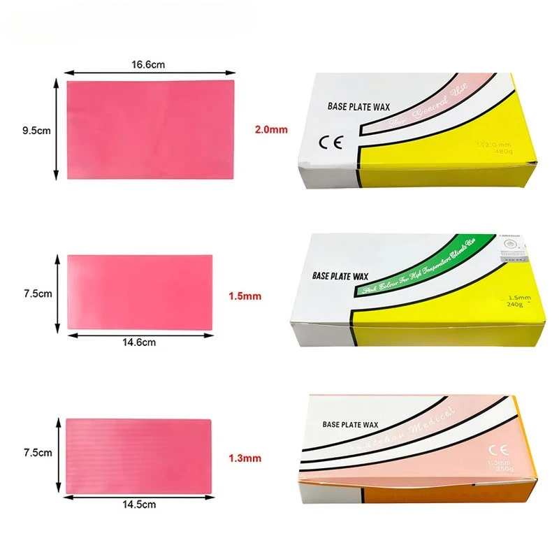 1Box Dental Model Red Wax Sheets Soft/Hard Wax Complete Denture Auxiliary Base Wax Dental Restoration Consumables