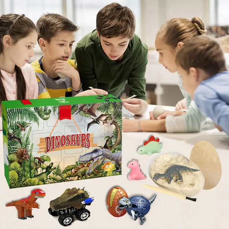 Calendario dell\'Avvento con dinosauro Bambini Conto alla rovescia di Natale Giocattoli Dino Figure Note di cancelleria Conto alla rovescia di Natale