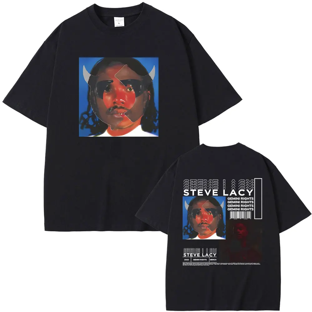 Rapper Steve Lacy Gemini Rights Album Cover Doppelseitig bedrucktes T-Shirt für Männer, Hip-Hop-T-Shirt, Herrenmode, Vintage-T-Shirts
