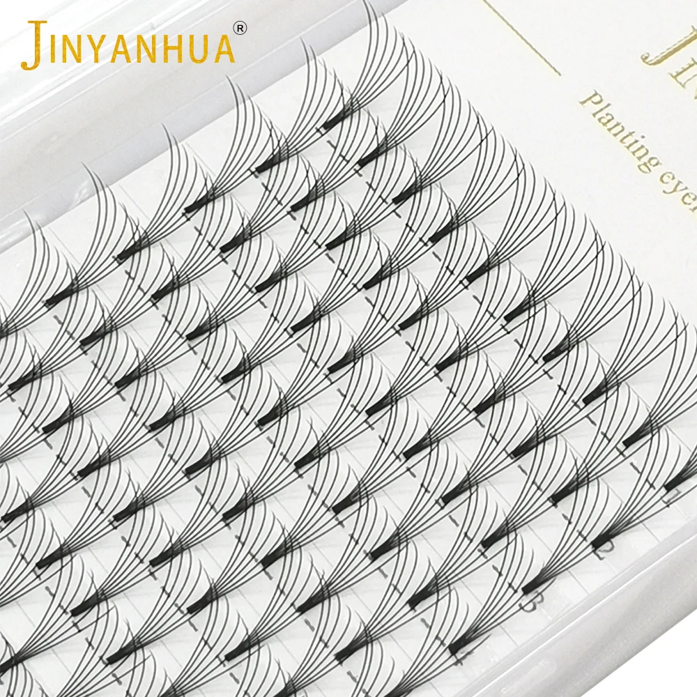 JINYANHUA NEW Short Stem 6D/7D/8D Russian Volume Eyelashes Extension Pre Made Fans 0.07mm Mink Lash Eyelash Individual Extension