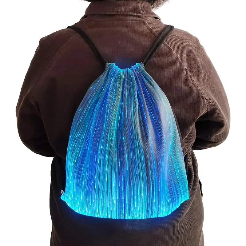 

LED Optical Fiber Backpack Outdoor Sports Storage Bag Colorful Color-changing Cycling Backpack Optical Fiber Luminous Cloth