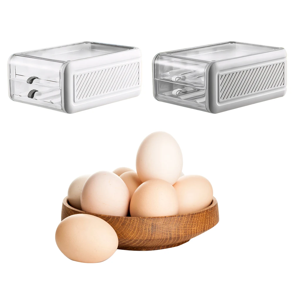 

Double-Layer Egg Organizer Rack Drawer Type Egg Storage Container Large Capacity Clear Egg Holder for Refrigerator