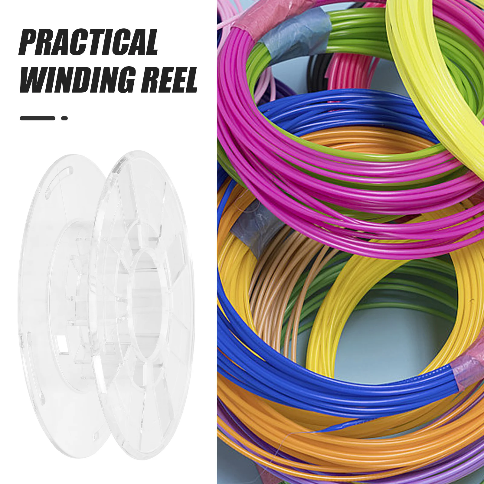 2Pcs Plastic 3D Printer Filament Spool Reusable Clear Filament Winder Reel Holder for Printing Projects