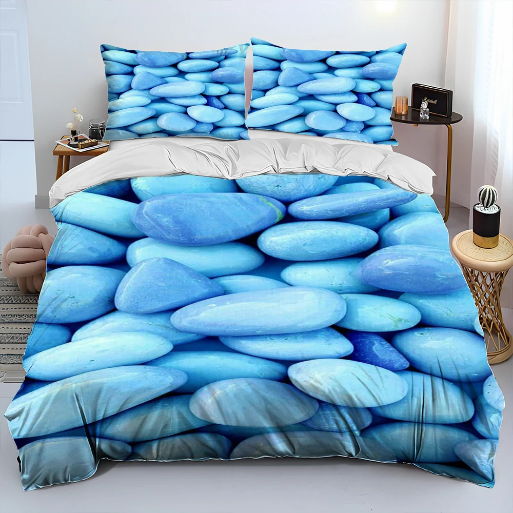 

3D Color Stone Pebble Comforter Bedding Set,Duvet Cover Bed Set Quilt Cover Pillowcase,King Queen Size Bedding Set Adult Child