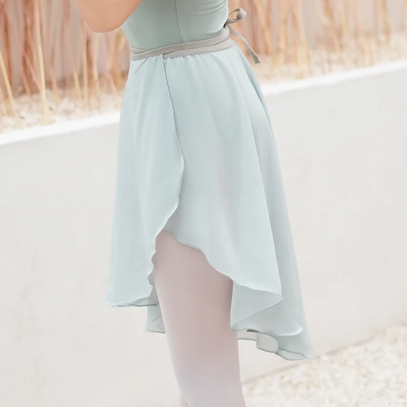 Women Ballet Skirt Chiffon Dance Wrap Skirt Ballroom Latin Ballerina Tutu Dress Skate Ballet Practice Skirt Tango Performance