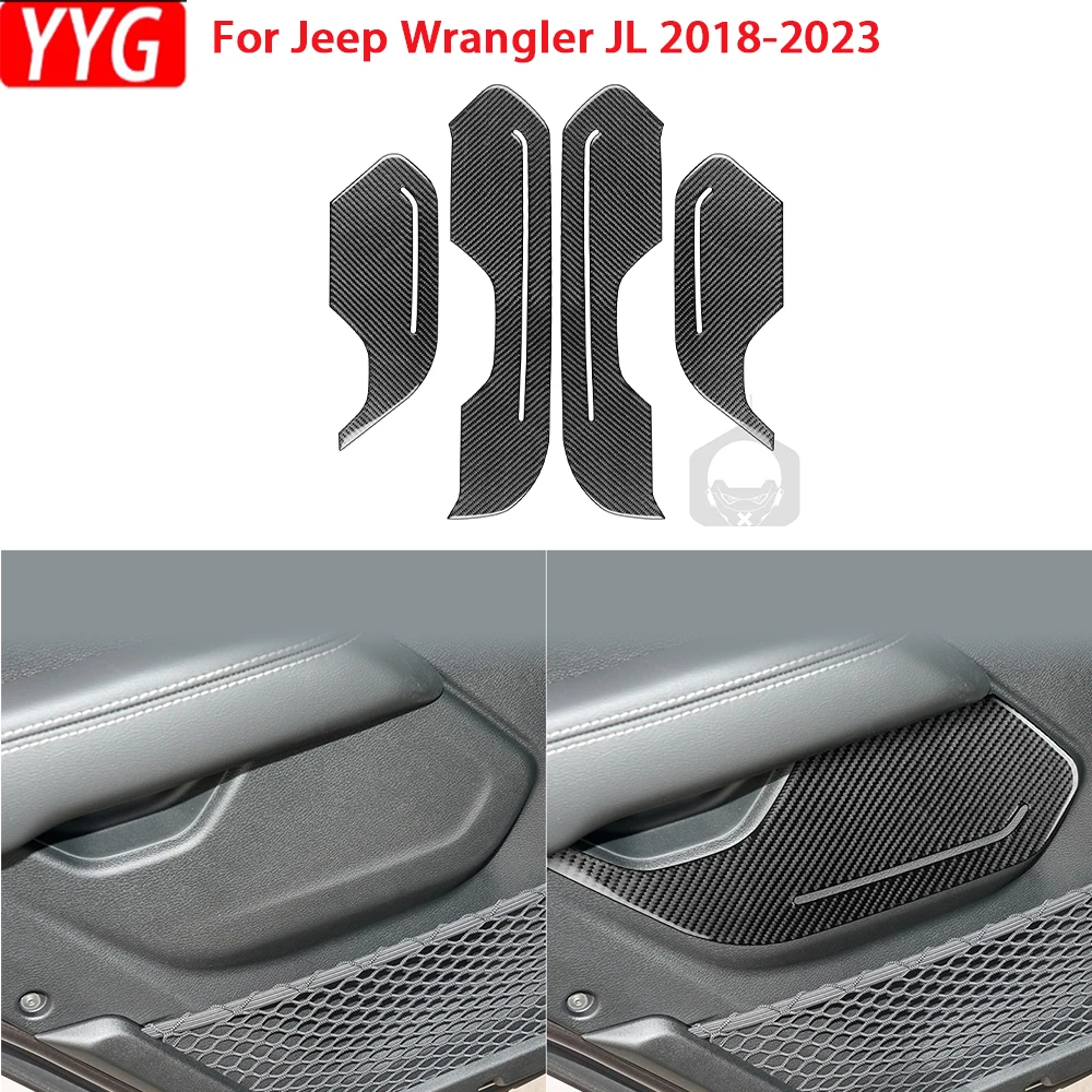 

Для Jeep Wrangler JL 2018-2023 Гладиатор 2020-2023отделка дверной панели из углеродного волокна Накладка аксессуары для интерьера автомобиля декоративная наклейка