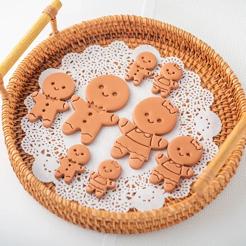 Christmas Gingerbread Man Biscuit Mold Family Baby Girl Boy Embossing Mould Baking Cutters Cookie Tools Cake Decorating Tools