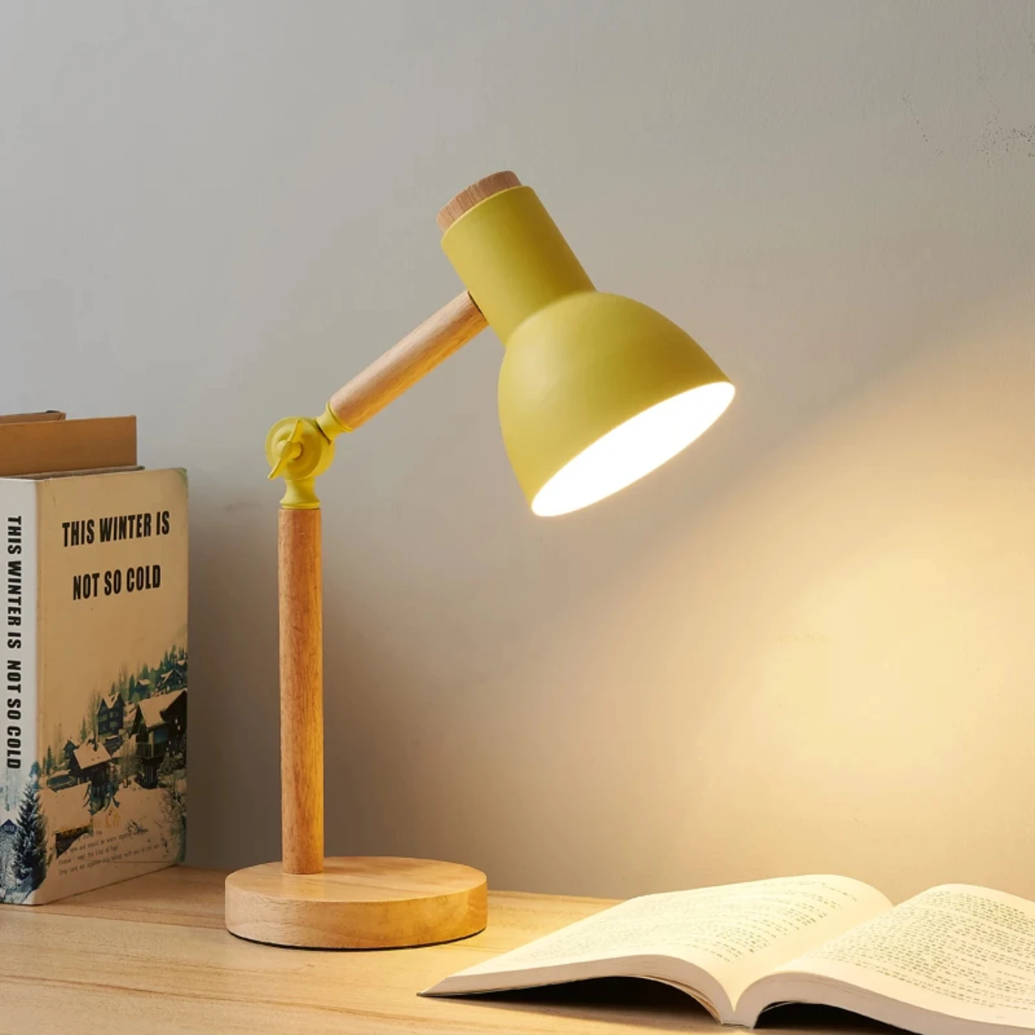 Creative Nordic Table Lamp Wooden Art LED Turn  Simple Bedside Desk Light/Eye Protection Reading&Bedroom Study Lamp