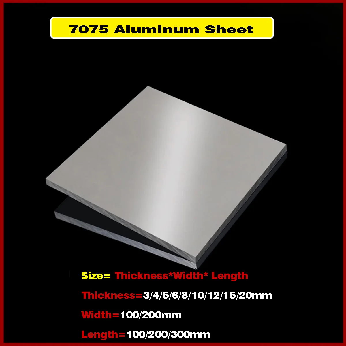 

Thickness=3/4/5/6/8/10/12/15/20mm 7075 Aluminum Alloy Plate, Hard Aluminum Plate, Size=100x200/200x200/300x300mm