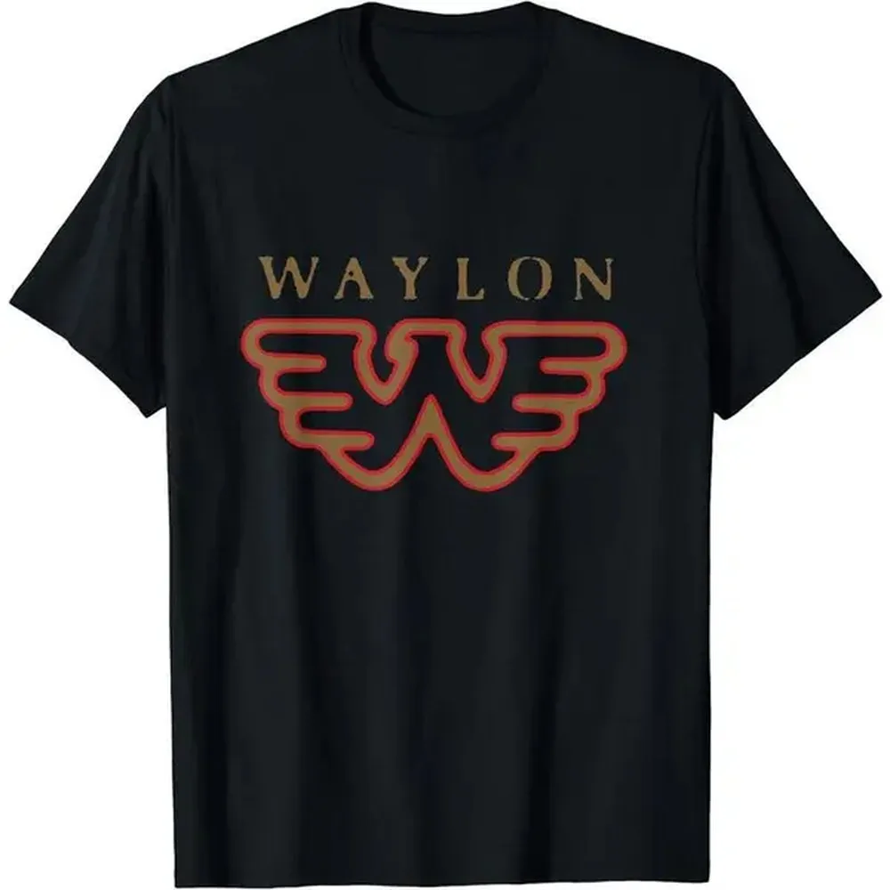 Men's Official Waylon Jennings Flying W Logo Graphic Print Short-Sleeve Cotton T-Shirt - Chic Cute Vintage Men's Clothing, Casual Basic Top, Gift for Him