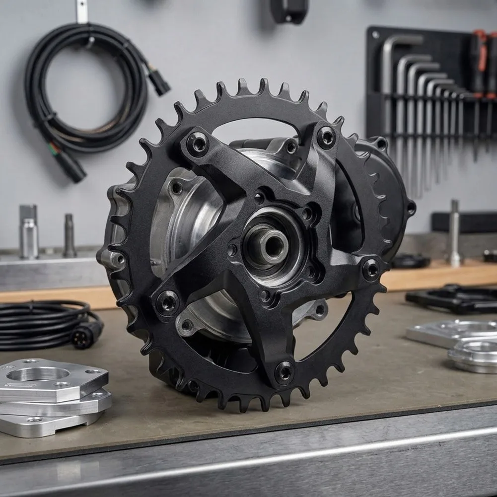 40T Single Speed Chainring Wheel 9mm Offset Black Alloy Steel For Bafang M615 BBS03 For G320 M625 Electric Bike Crankset Brack