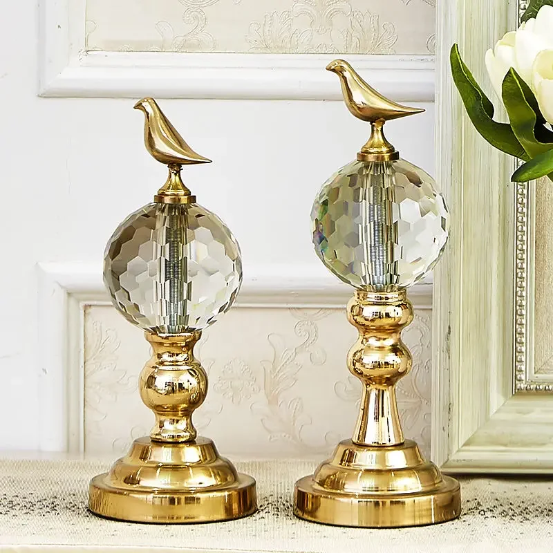 

Brass Bird Crystal Decoration Handicraft Living Room Study Desktop Ornaments High-grade Exquisite Business Gift Home Decoration