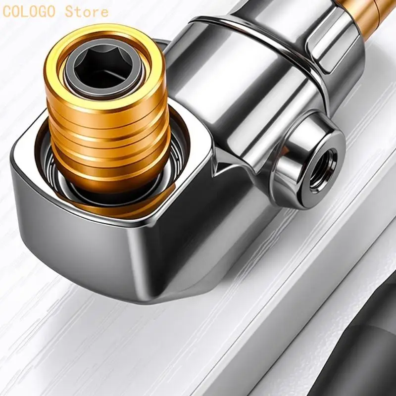 90-Degree Driver Attachment with Side Handle and Aluminum Body for Redirecting Screw-Driving and Drilling Work into Tight Corner