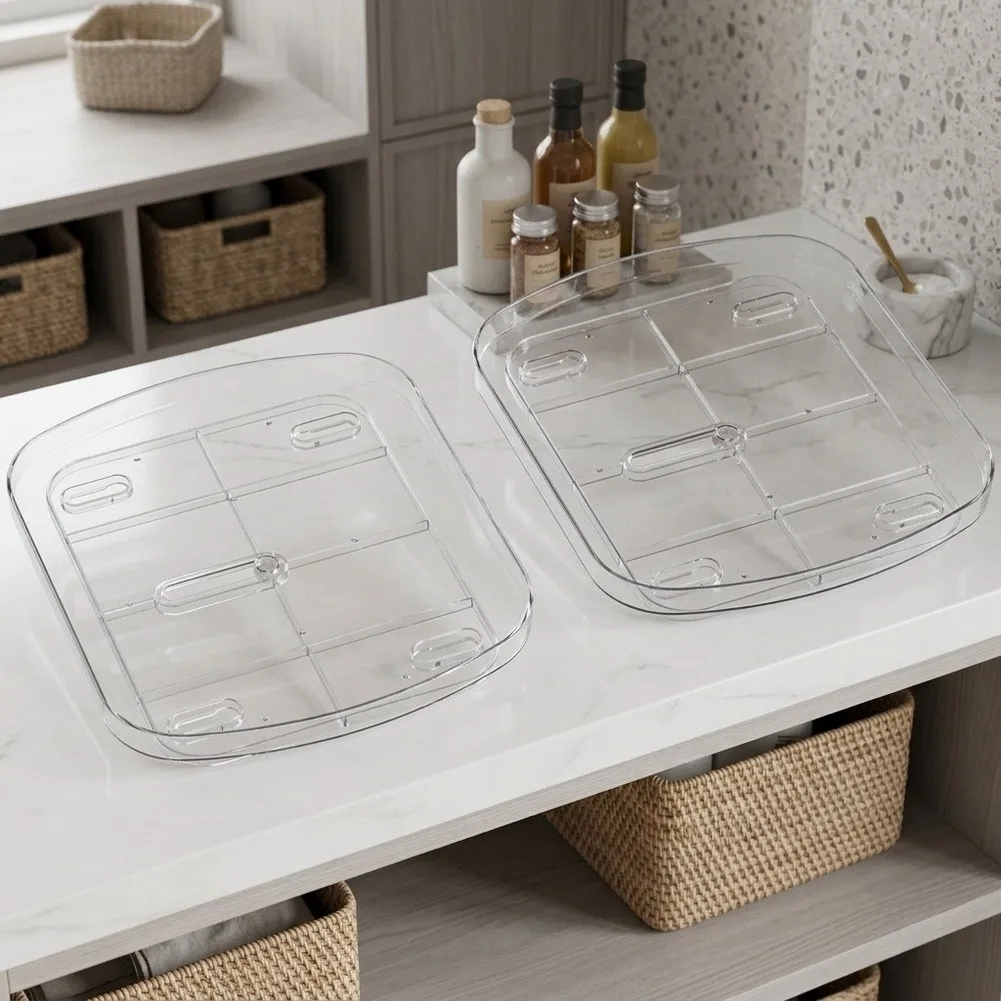 360 Rotating Fridge Organizer Turntable for Better Visibility and Reach in Refrigerator Interior and Pantry Areas