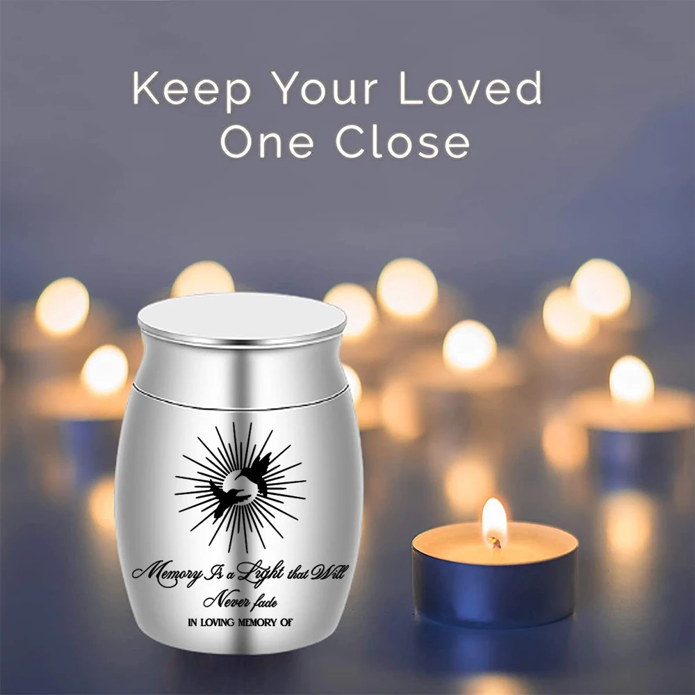 Urns for Human Ashes, 1.57 High Small Funeral Cremation Urns, Laser engraving Memorial Keepsake Urn, Decorative Urn for Sharing