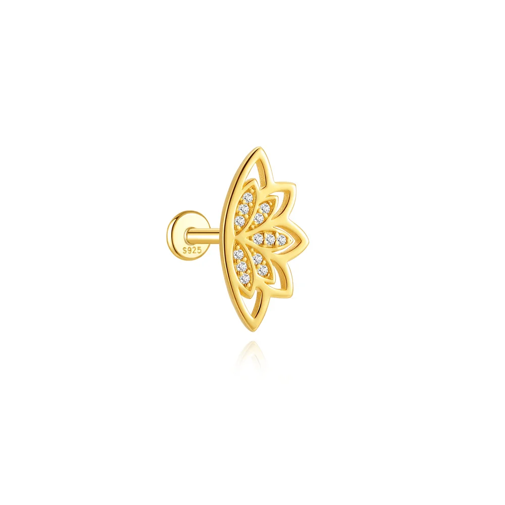 AIDE 925 Sterling Silber 1 Stück Glänzender Geometrischer Segelboot-Helix-Piercing-Ohrring für Damen Punk-Schmuck Persönlichkeits-Mode