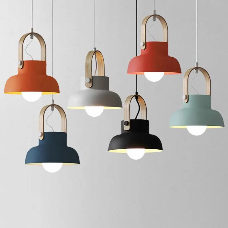 Nordic Macaron Restaurant Pendant Lights Modern LED Iron Pendant Lamp Home Decoration Indoor Kitchen Fixtures Lighting Luminaire