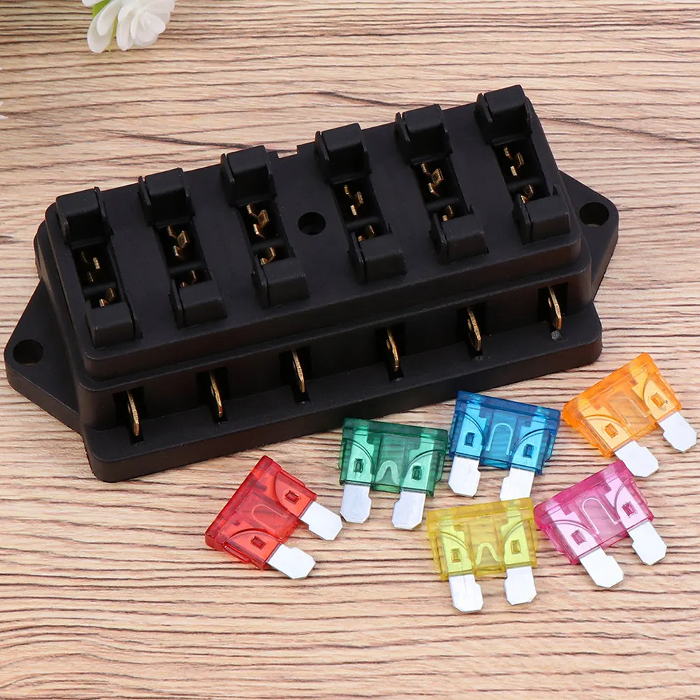 

2Pcs 6-Way Automotive Fuse Holder Black Fuse Pedestal for Cars Trucks Rvs Marine Use High Reliability Durability Easy