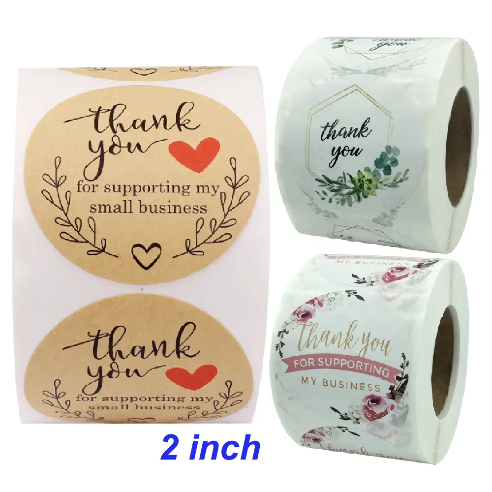 2inch 500Pcs Aesthetic Thank You Sticker Deco Scrapbooking Support My Small Business Supply Art Stationery Your Order Seal Label