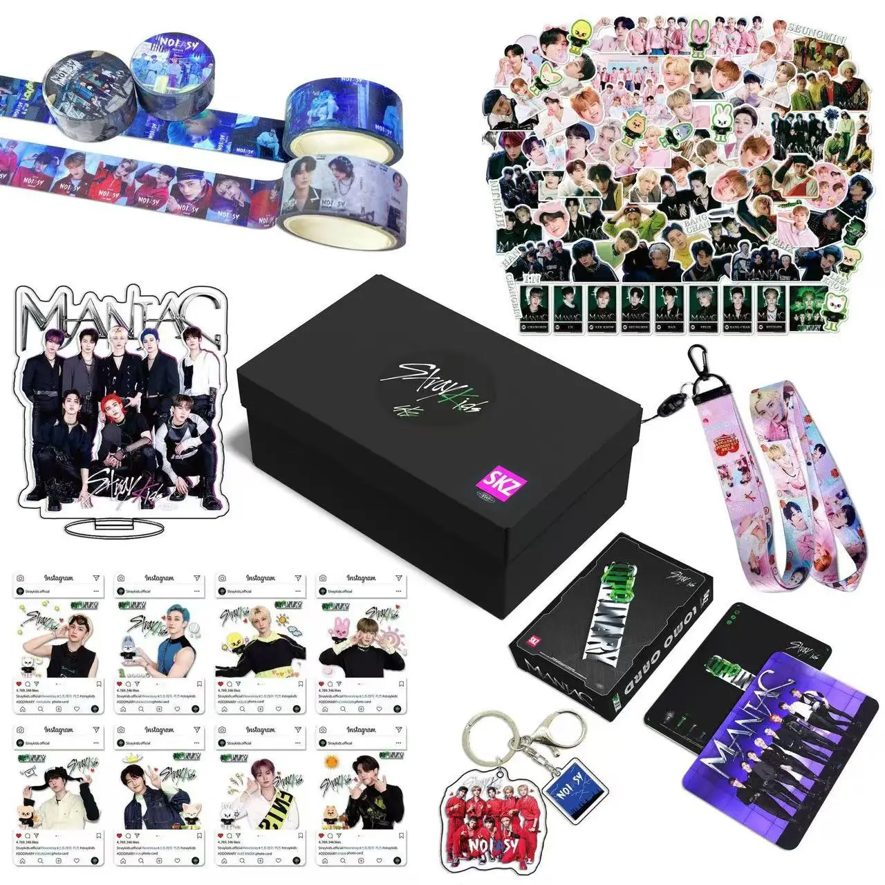 Kpop Hyunjin Felix Gift Box Album ATE Lomo Cards Stickers Masking Tape Acrylic Stand Combination Kits Fans Collection Gifts