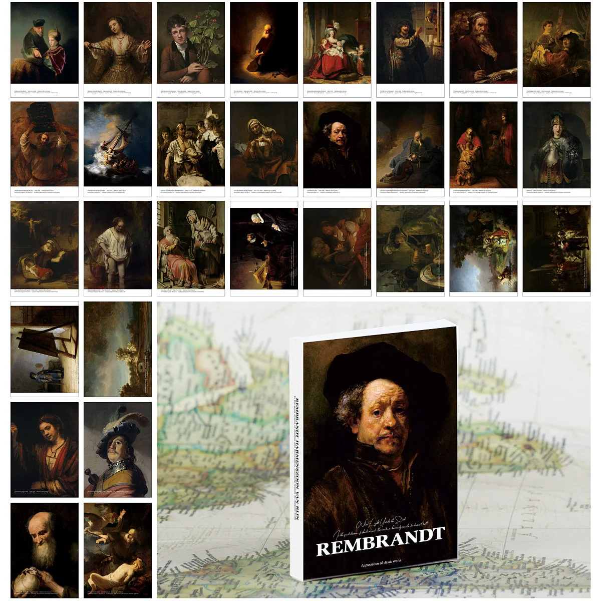 

Набор из 30 открыток с картинами Рембрандта - винтажные голландские картины маслом, художественные поздравительные открытки для декора и подарков