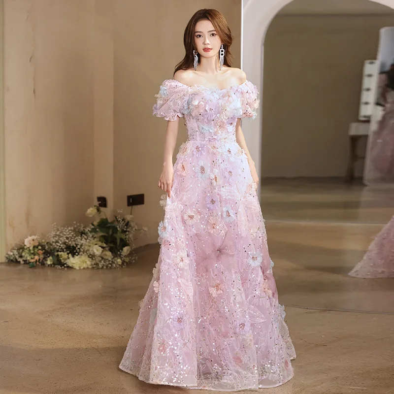 Evening Dresses 2024 New Sweet Flower Party Dresses Elegant A-line Classic Prom Dresses Customized For Girls image 6