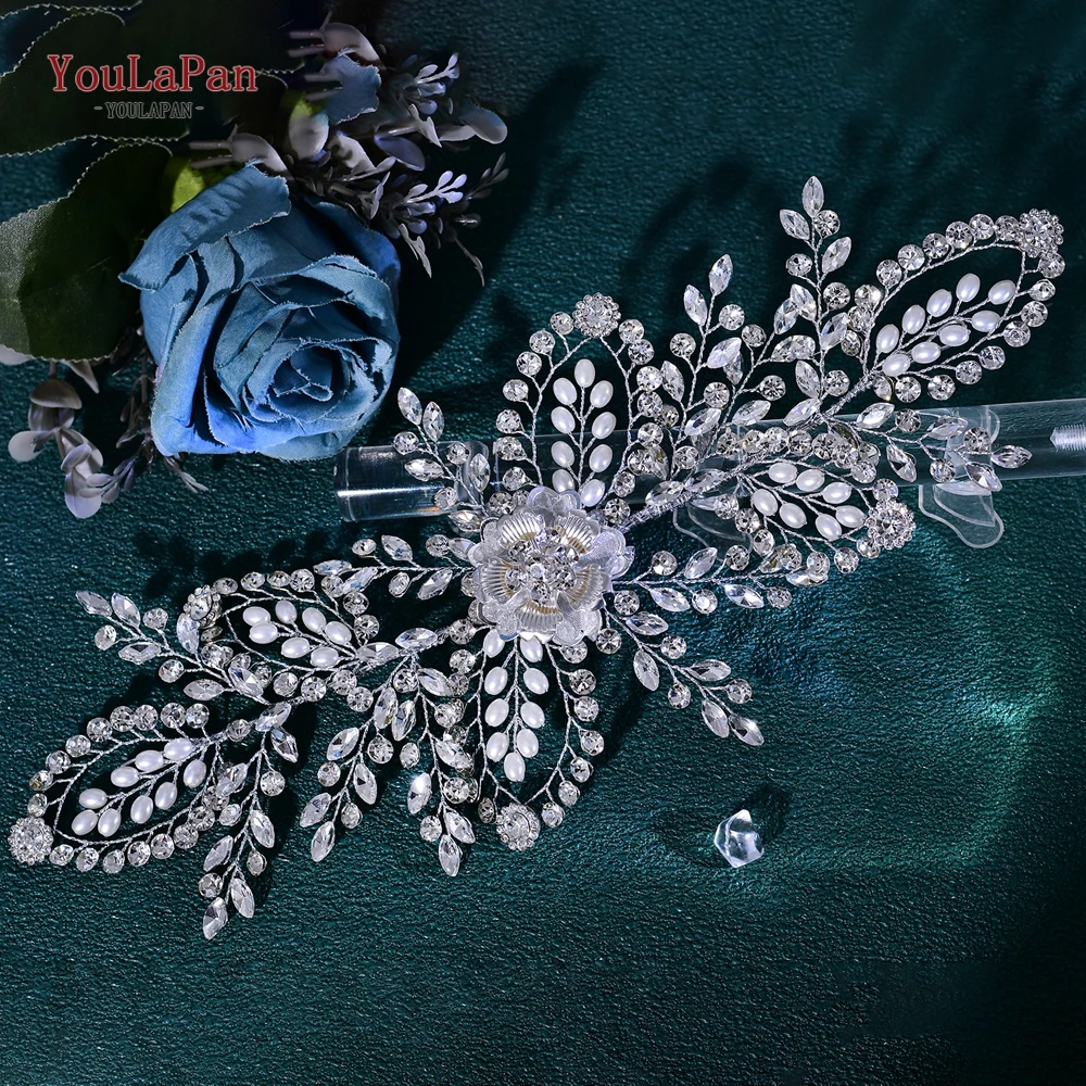 YouLaPan Ikat Kepala Pengantin Pernikahan Berlian Imitasi Aksesori Rambut Pengantin Wanita Ikat Rambut Perhiasan Pesta Pakaian Rambut Hiasan Kepala Elegan HP893