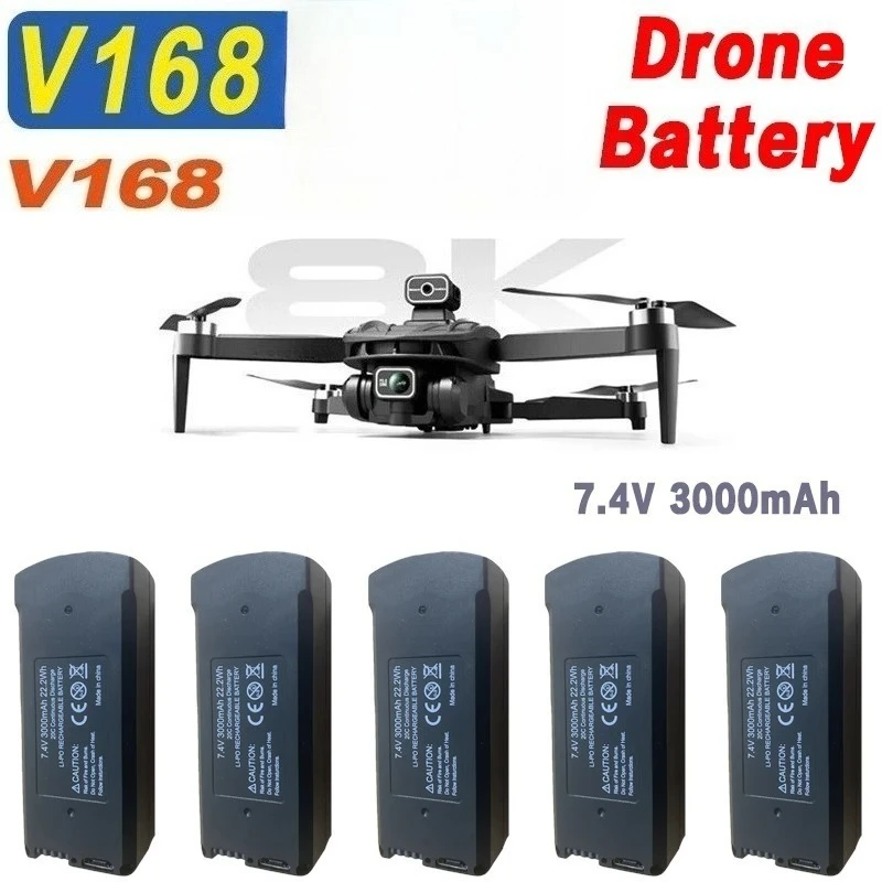 Recentemente atualizado 7.4v 3000mah bateria de drone de alta qualidade para v168 bateria de reposição peças de drone acessórios bateria recarregável