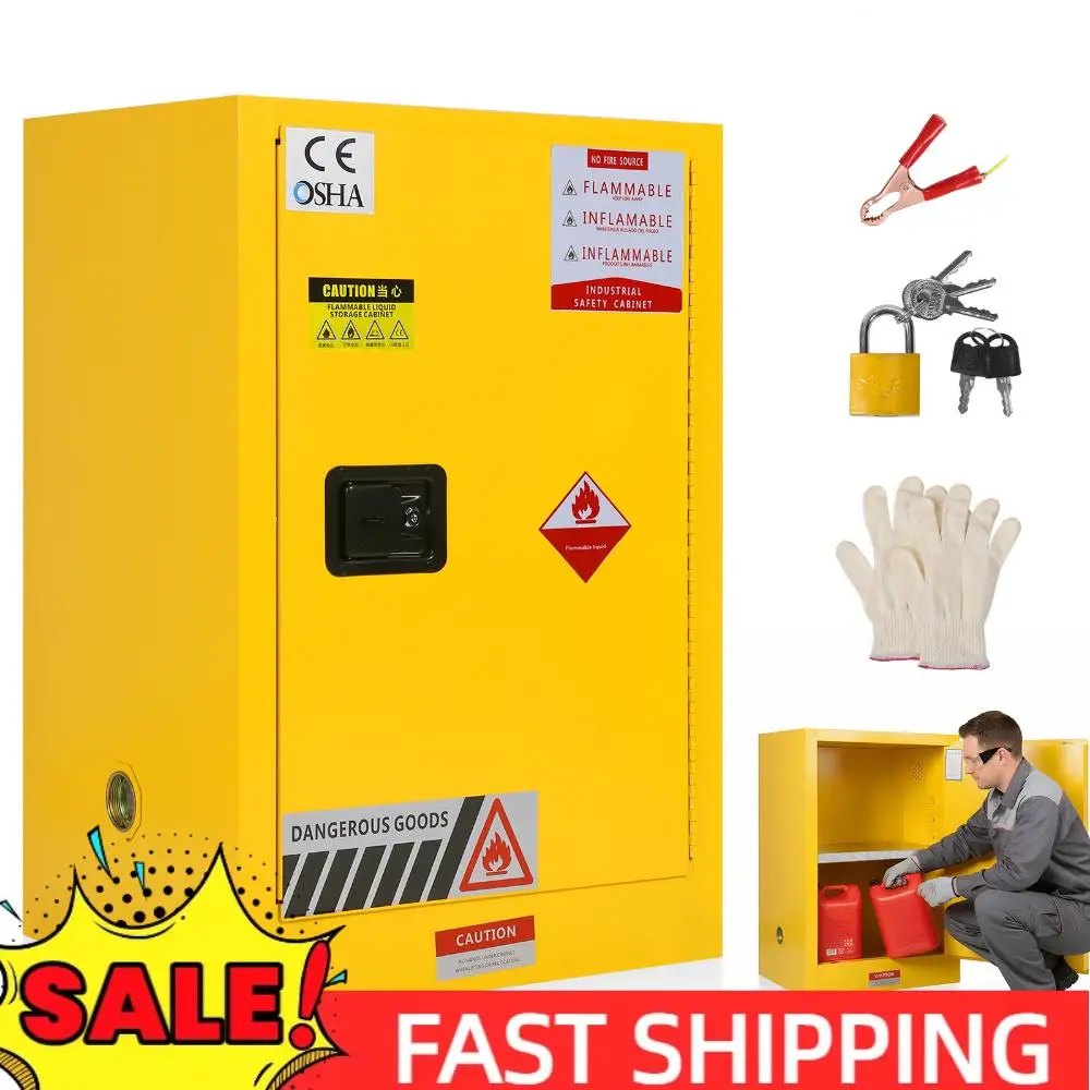 

Шкаф для хранения опасных веществ объемом 12 галлонов, 22.8 дюйма (Ш) x 18.1 дюйма (Г) x 35 дюймов (В), взрывозащищенный шкаф для опасных материалов для промышленности и дома