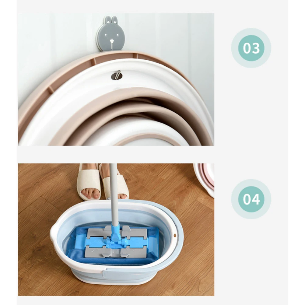 

Foldable Mop Bucket Plastic Collapsible Wash Container for Home Cleaning Bathrooms Small Handles Household Water Saving
