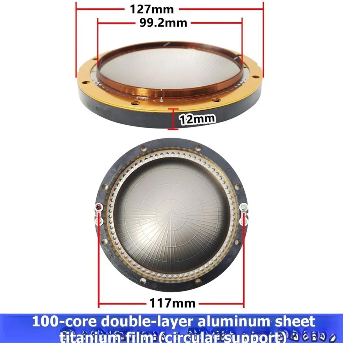 100 Core Diaphragm Titanium Film Tweeter Voice Coil Membrane Round Frame Speaker Voice Coil for Professional Audio