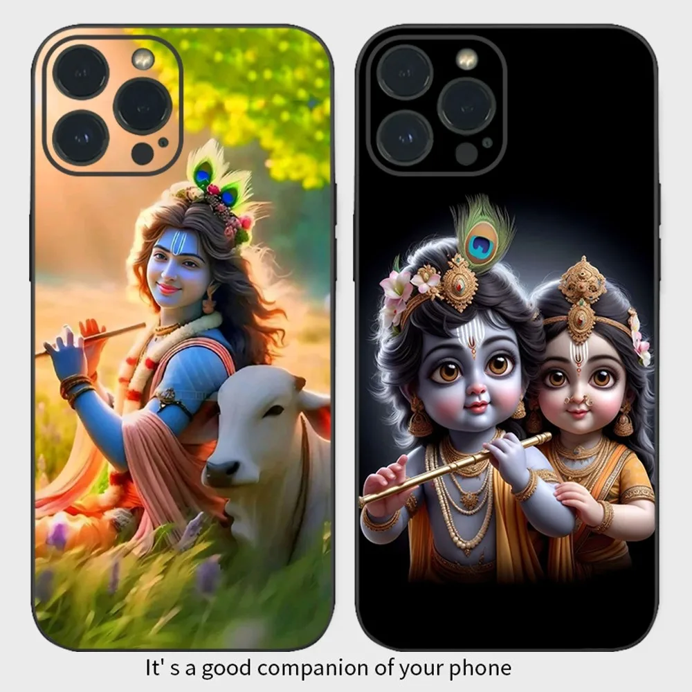 Lord Krishna Radha Phone Case  For iPhone15 14 13 12 Mini 11 Pro XS Max X XR SE5 6 7 8 Plus Soft Silicone Cover