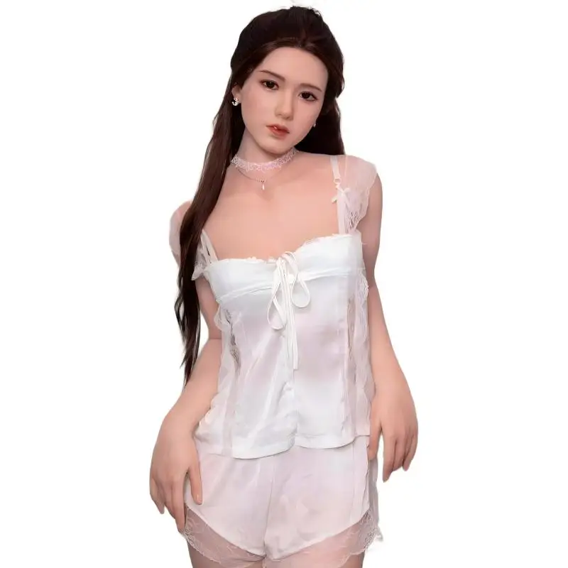 160cm Realistic Asian Sex Doll Long Dark Brown Hair Silicone TPE Built in Skeleton Lifelike Face Love Doll Adult Masturbator Toy