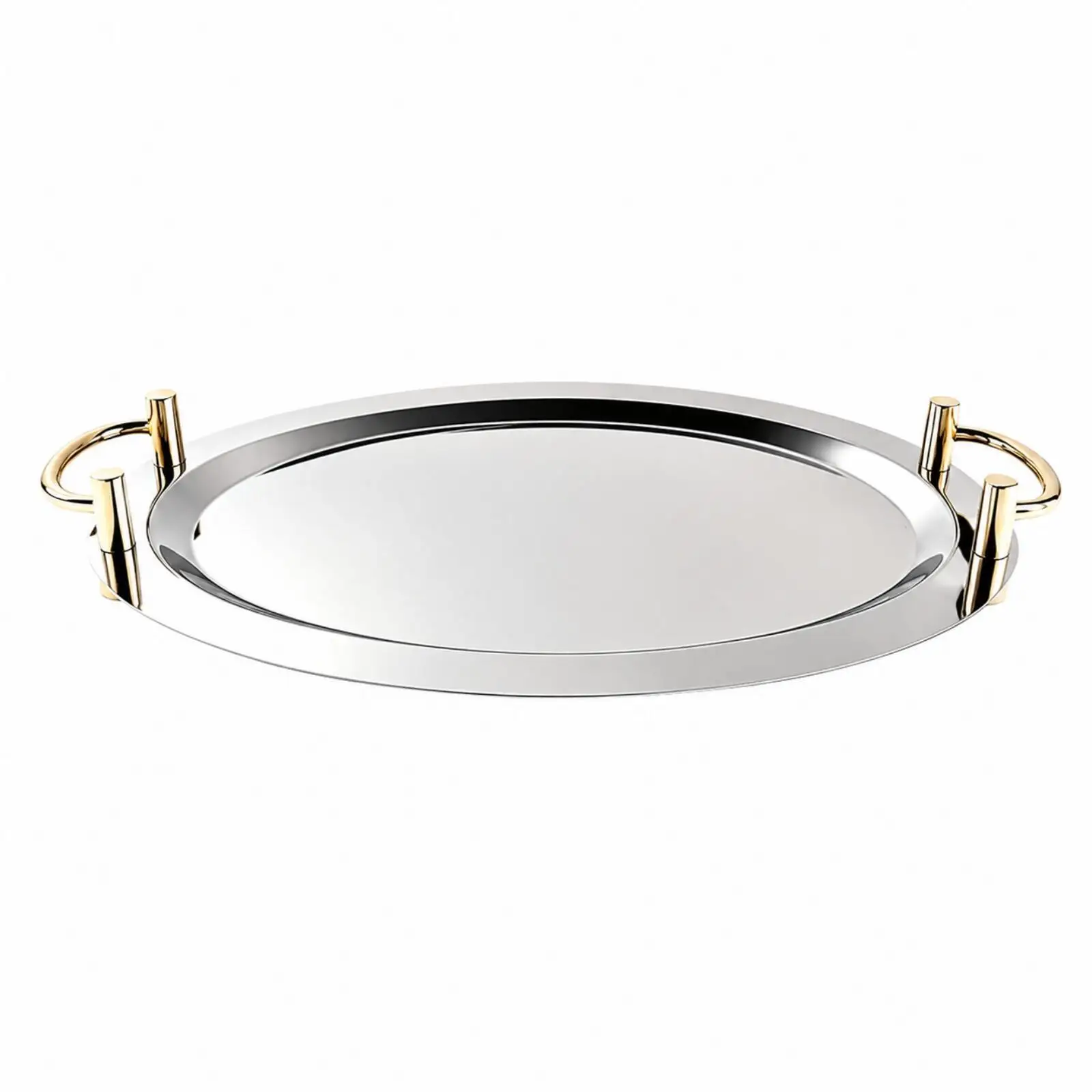 Shallow Metal Serving Tray with Raised Edges for Food Presentation and Elegant Entertaining at Home