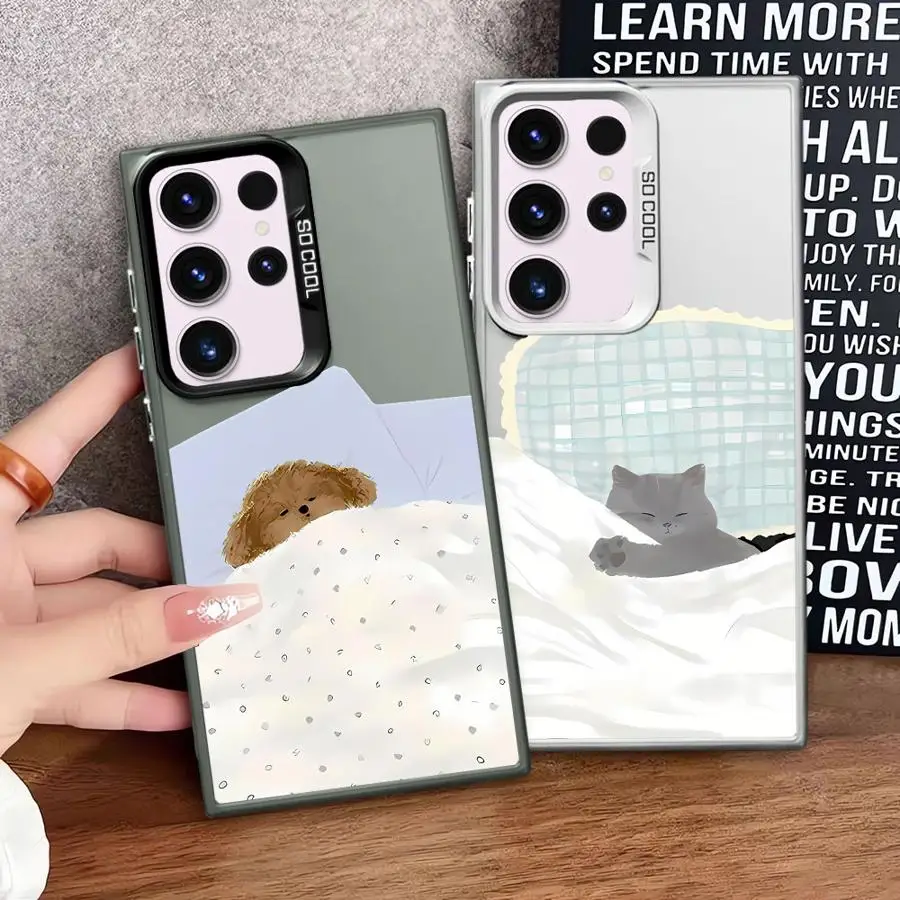 Niedliche Hunde- und Katzen-Paar Handyhülle für Samsung Galaxy Note 20 Ultra S25Edge S23 S20 FE S24 FE S21 S25 S22 Ultra