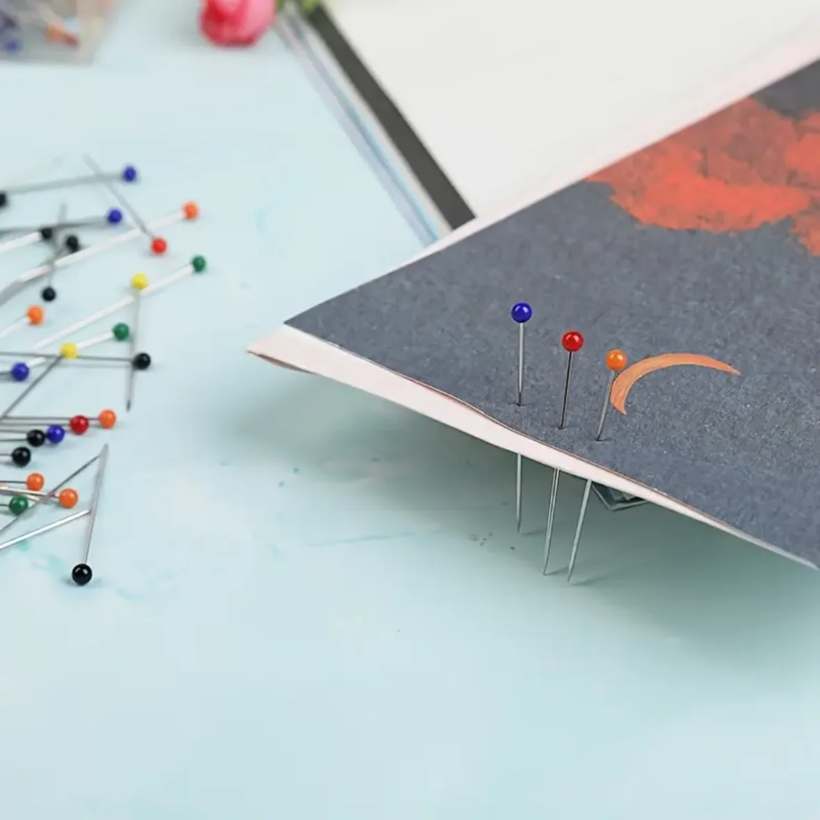 100 Stück/Box 40mm Runde Perlenfarbene Kopfnadeln, Gerade Positioniernadeln zum Quilten, Schneiderei, DIY-Näharbeiten – Detail 8