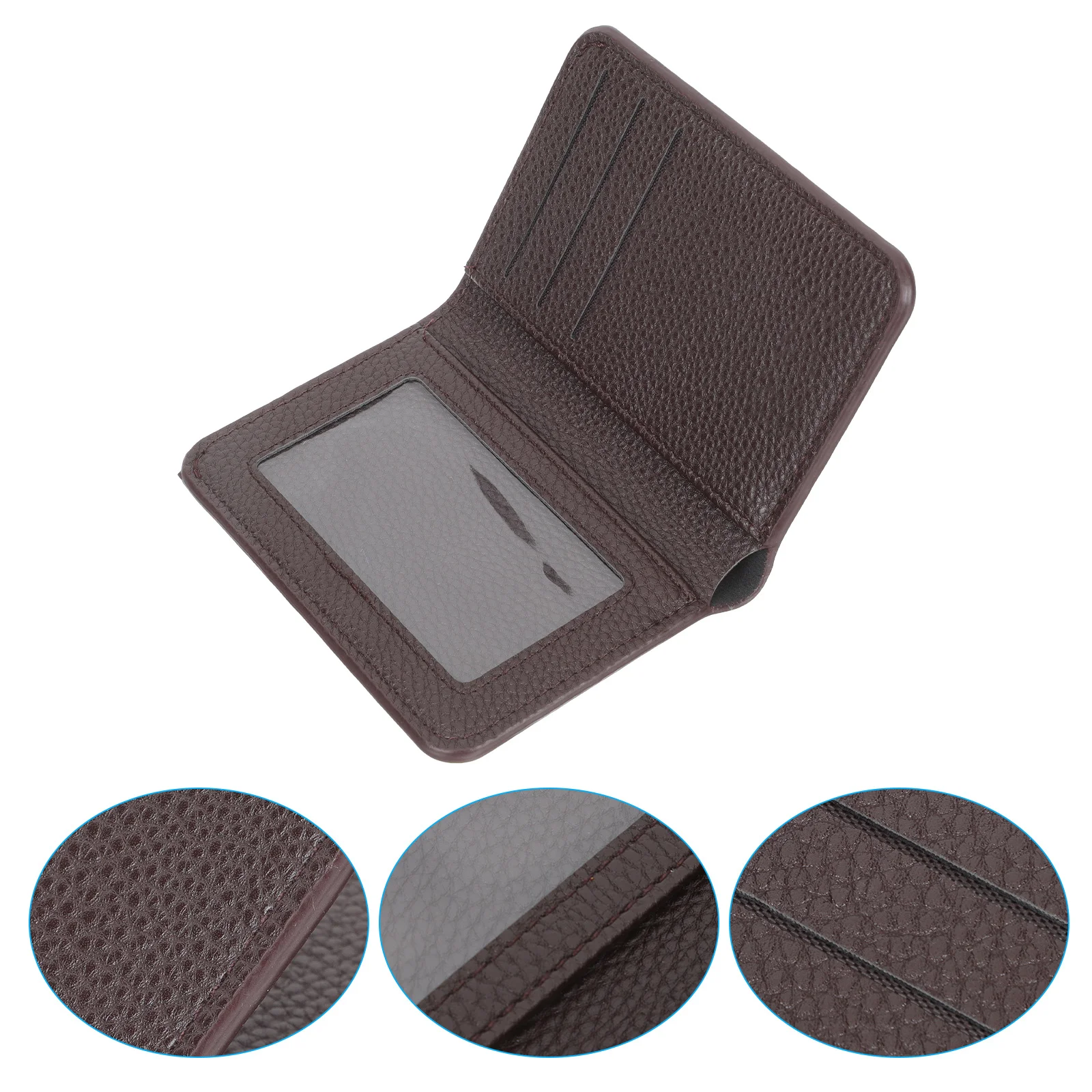 

Short Wallet Men Small Bifold PU Card Holder Business Gift Multifunctional Transparent Compartment Chic Look