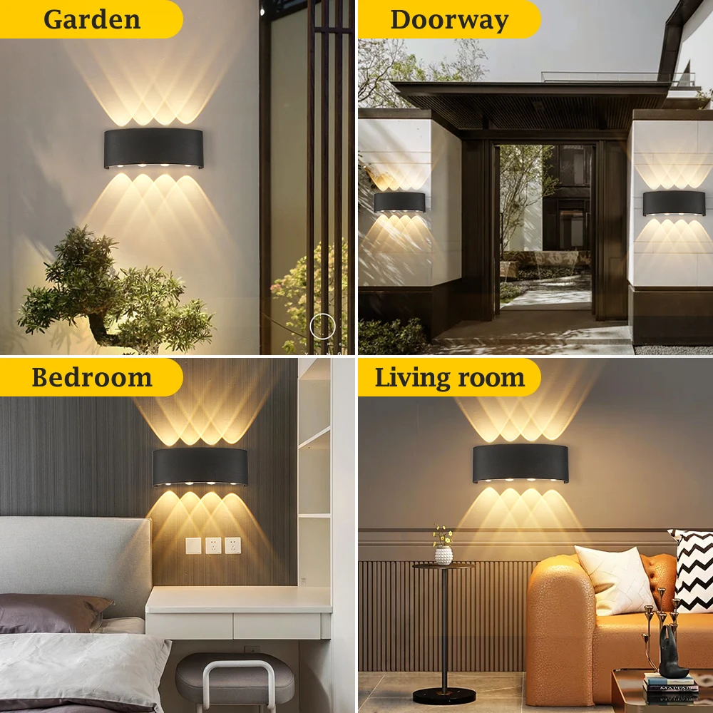 Telescope Wall Lamp Dual Up and down Bedside Lighting AC85-265V Indoor Outdoor Use Wall Light Modern LED Light For Home Garden