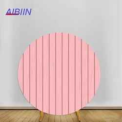 AIBIIN Round Arch Backdrop Cover Striped Wood Grain Birthday Baby Shower Photo Background Party Decor Portrait Photozone