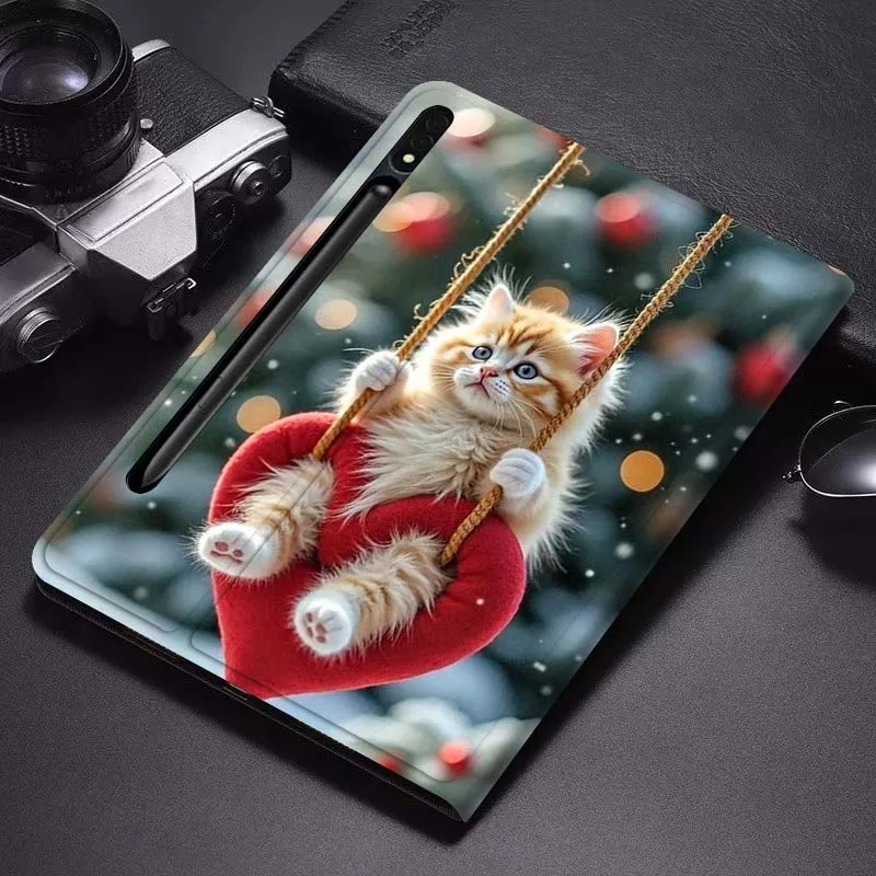 

Cute Cat Heart Swing For Samsung Galaxy Tab S6 S7 S8 S9 S10 FE Plus Lite Soft Flexible Support Tablet Case Gift
