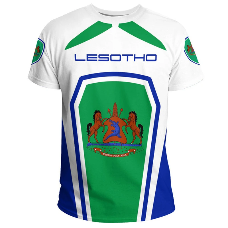 Lesotho Map Flag 3D Printed T Shirt For Mens Clothing National Emblem T-shirt Casual Male Short Sleeve Boy Jersey Kids Tops Tees