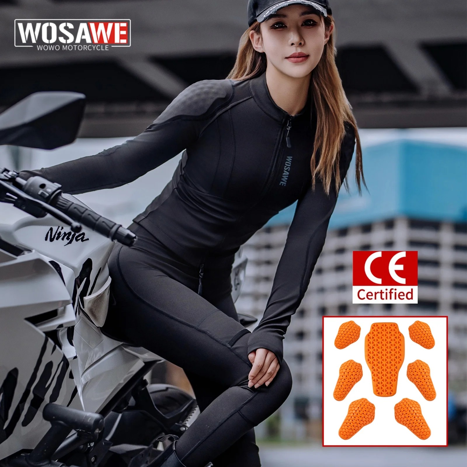 WOSAWE النساء دراجة نارية سترة سيدة كامل درع للجسم مجموعة CE معتمدة الصيف ركوب سترة السلامة السراويل المدمج في منصات واقية