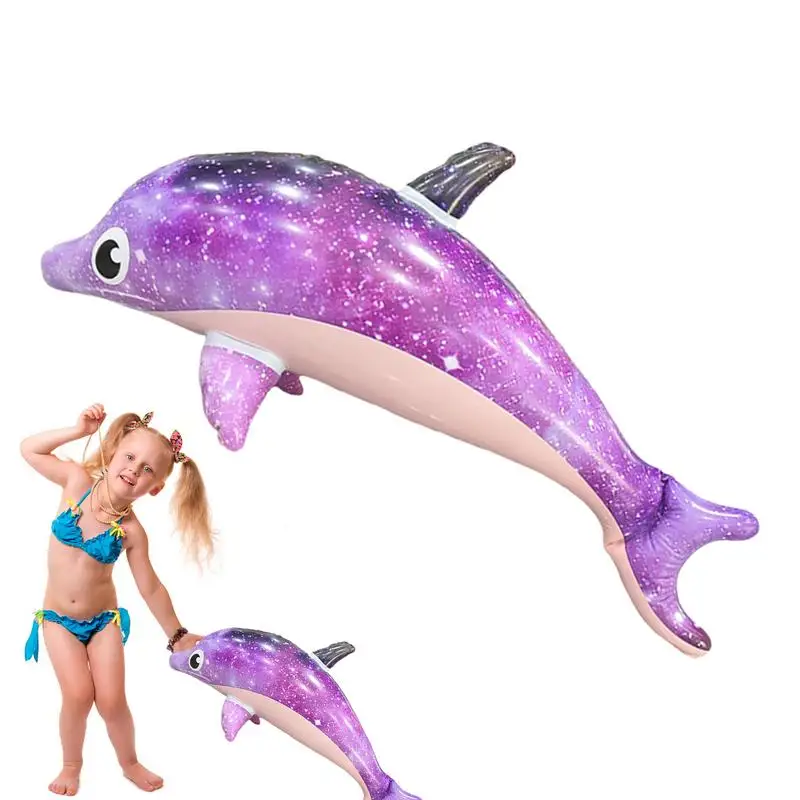 

Dolphin Float Cute Starry Inflatable Dolphin Toy Thickened Inflatable Sea Animals Photo Props Aquatic Themed Decor For Swimming