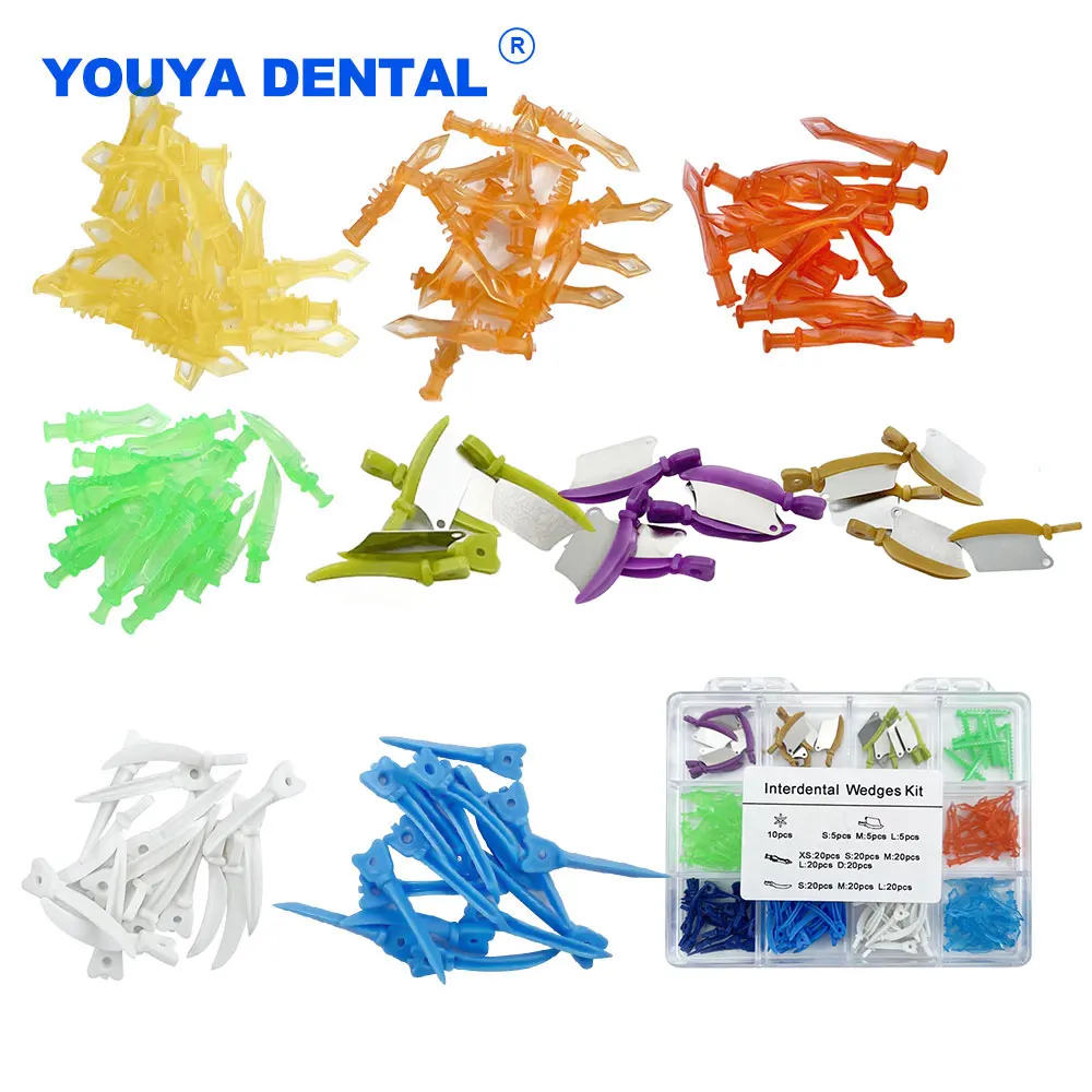 

185Pcs Dental Plastic Wedges Kit Interdental Wedges Tooth Gap Wedge Sectional Matrix Diamond Knife Refill Dentistry Materials