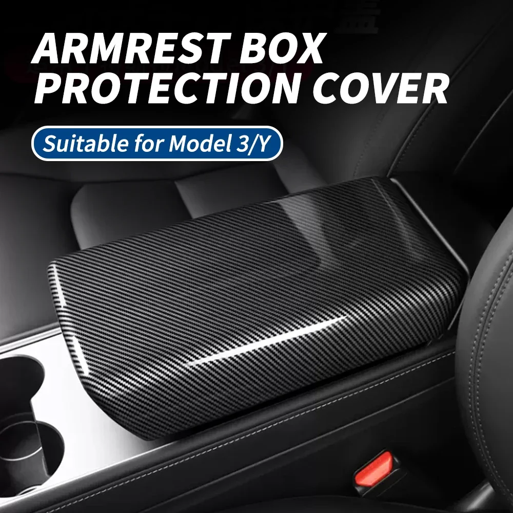 

Car Armrest Box Protective Cover For Tesla Model 3 Model Y Central control Armrest Cover Leather Accessories Decoration Interior