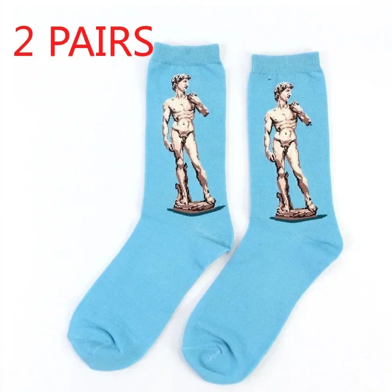 Hot Starry Night Autumn Winter Retro Women Personality Art Van Gogh Mural World Famous Painting Male Socks Oil Funny Happy Socks image 3