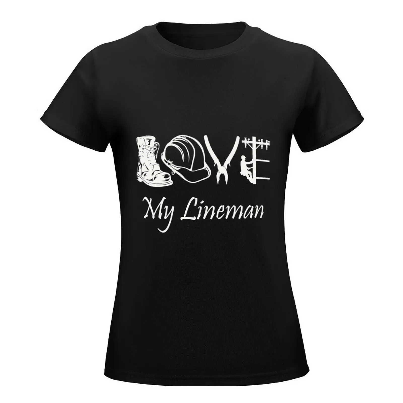 Love My Lineman meaning quotes gift for husband T-Shirt tops summer tops Women's tops