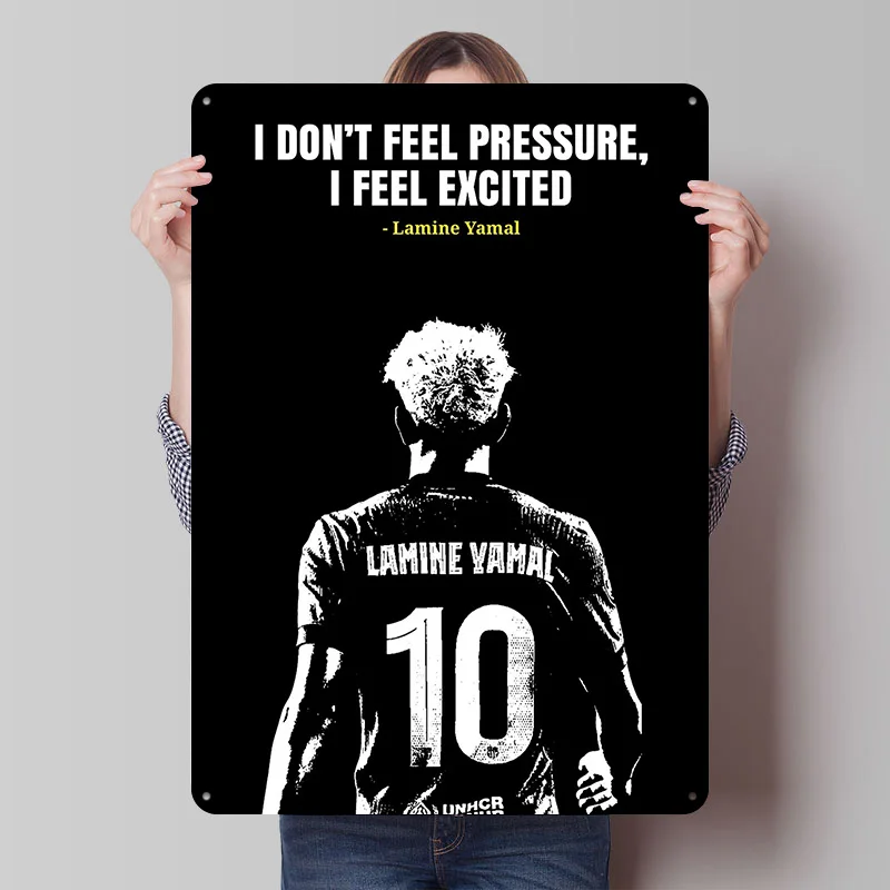Lamine Yamal Zitat-Druckposter, personalisierte Retro-Wandkunst, Vintage-Metallschilder für Fans, Schlafzimmerdekoration, Gaming Wand Deko
