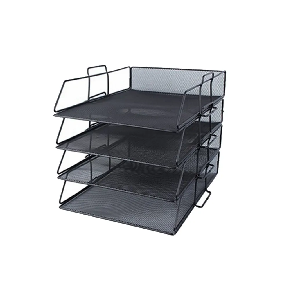 four-layer-black-metal-document-organizer-rack-file-holder-multifunctional-book-storage-storage-rack-file-holder