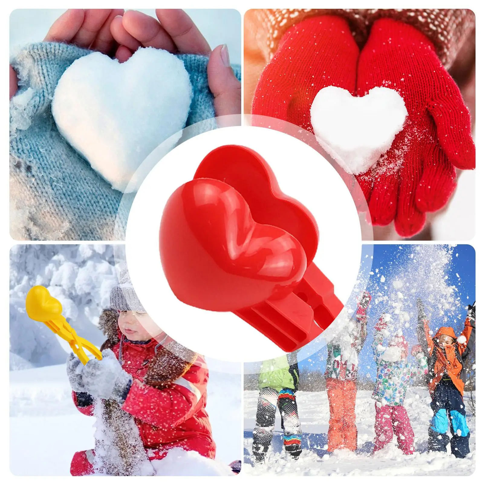 Love Heart Shaped Snow Ball Maker Tool para crianças e adultos, Cute Snowball Maker, lutas ao ar livre, inverno